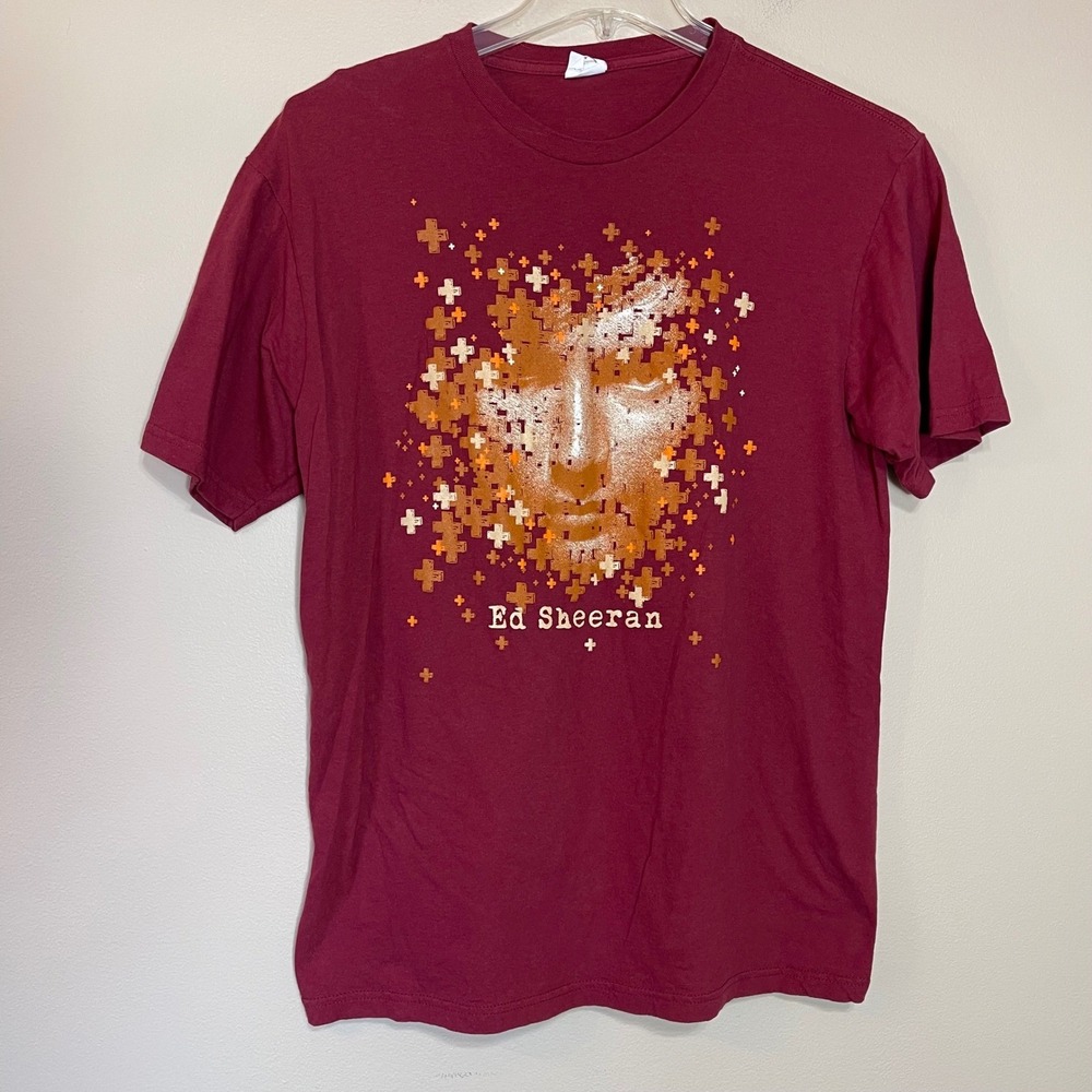 Ed Sheeran Plus Album Graphic T-Shirt Burgundy Mens XL Bay Island Sportswear